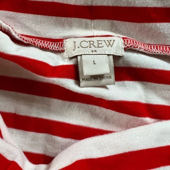 J Crew red/white striped off the shoulder top Sz L - Picture 3 of 4
